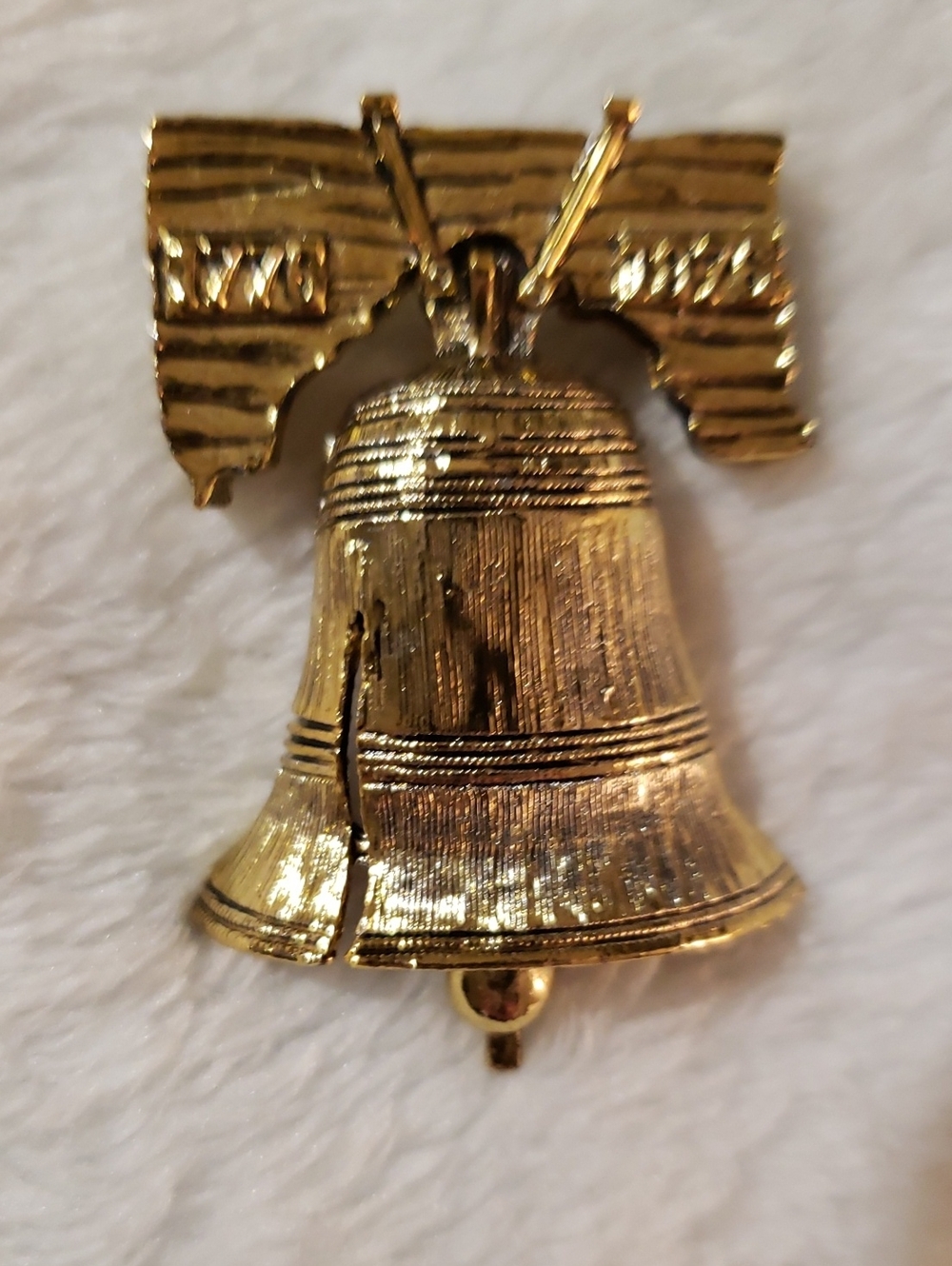 Bicentennial Gold-Tone Liberty Bell Decorative Pin Large